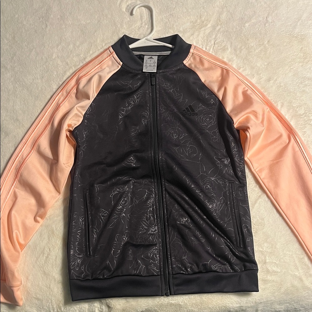 Adidas Women's Black and Peach Bomber Jacket - Picture 1 of 4